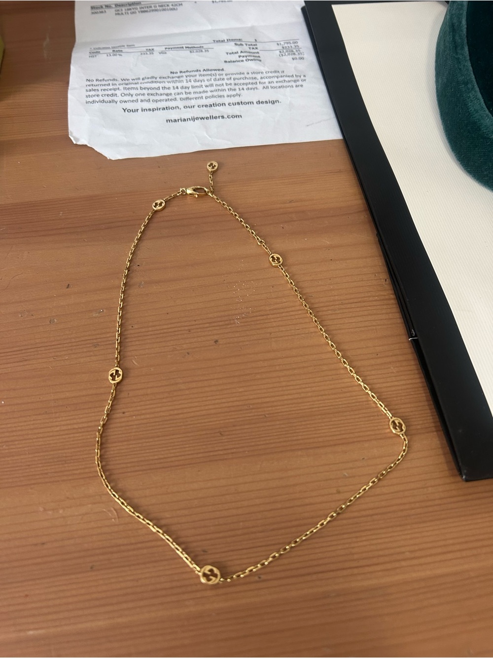 18k Gucci Gold Interlocking G Charm Chain Necklace